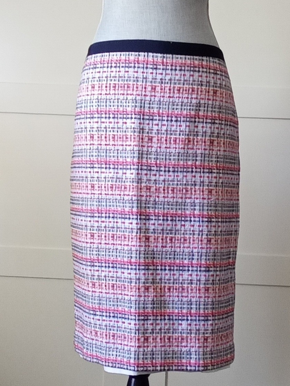 Talbots Pink and Navy Tweed Pencil Skirt